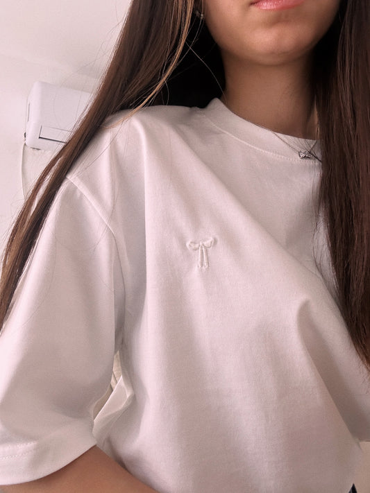 טי שירט בלרינה שרוול קצר שחור ולבן