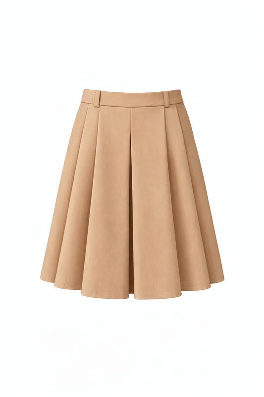 רכישה מוקדמת חצאית קפלים- קאמל